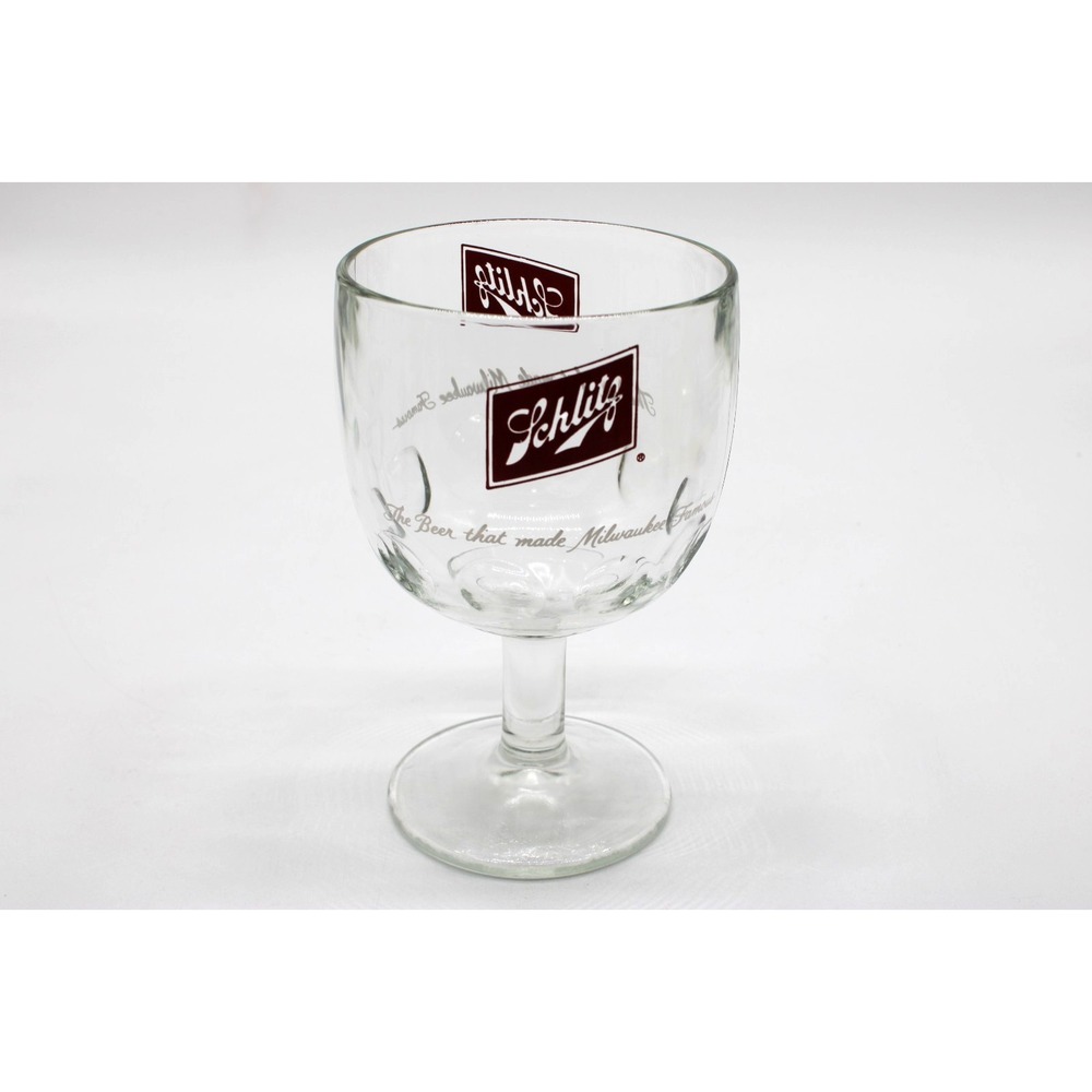 70s Schlitz Beer Glass Thumbprint Goblet Vintage Breweriana